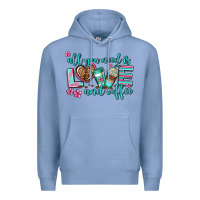 Colony Blue all you need is love and coffee Premium Hoodie - AdoDesignShop