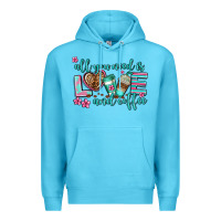Ocean Blue all you need is love and coffee Premium Hoodie - AdoDesignShop