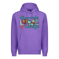 Purple all you need is love and coffee Premium Hoodie - AdoDesignShop