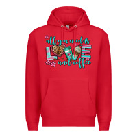Red all you need is love and coffee Premium Hoodie - AdoDesignShop