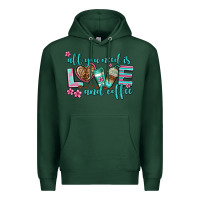 Sports Green all you need is love and coffee Premium Hoodie - AdoDesignShop