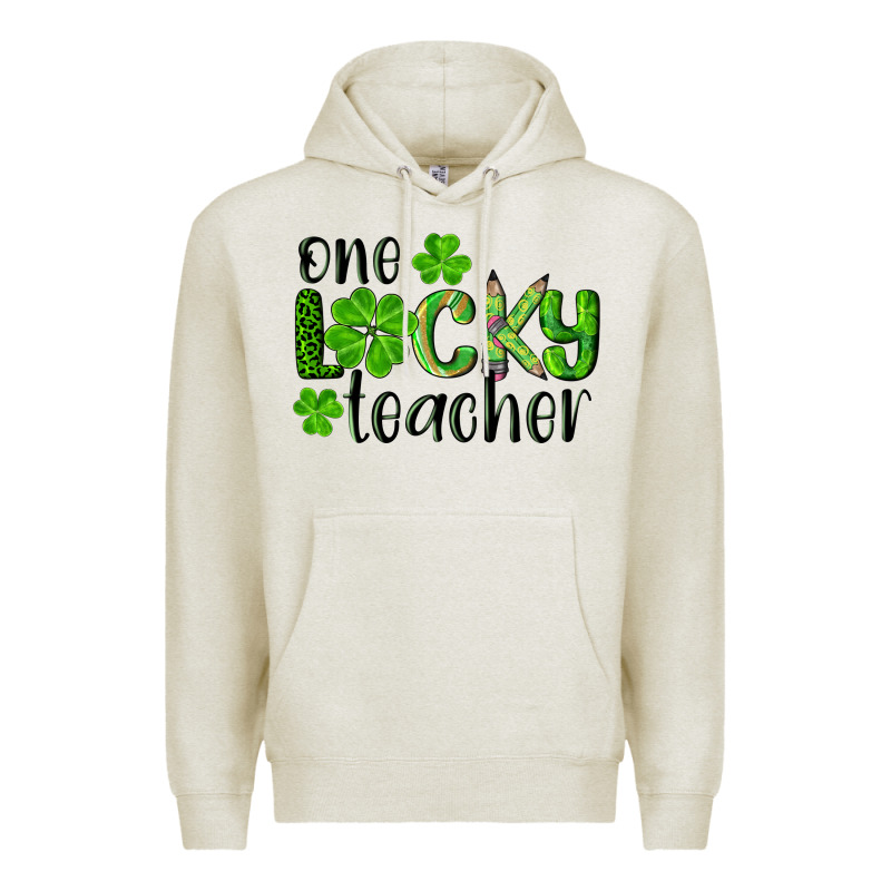 St. Patrick's Day One Lucky Teacher Premium Hoodie by RanaPortraitStore | Teevron