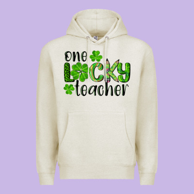St. Patrick's Day One Lucky Teacher Premium Hoodie Designed By Ranaportraitstore
