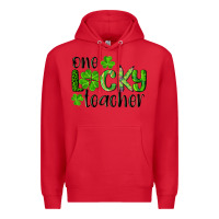 Red st. Patrick's day one lucky teacher Premium Hoodie - RanaPortraitStore