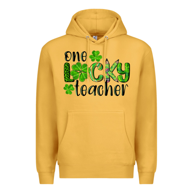 St. Patrick's Day One Lucky Teacher Premium Hoodie by RanaPortraitStore | Teevron