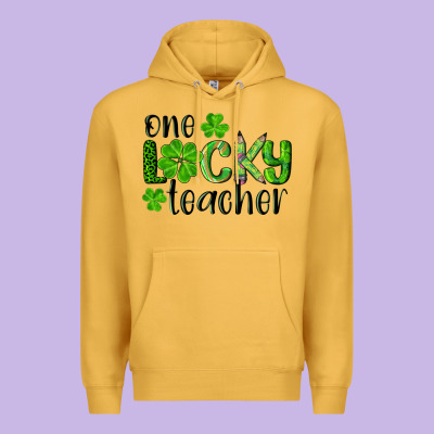 St. Patrick's Day One Lucky Teacher Premium Hoodie Designed By Ranaportraitstore