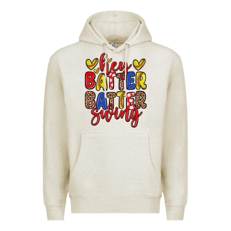 Hey Batter Batter Swing Softball Premium Hoodie by Zillion Design Studio | Teevron