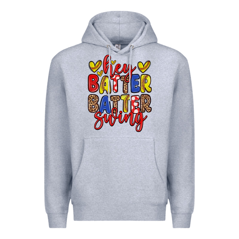 Hey Batter Batter Swing Softball Premium Hoodie by Zillion Design Studio | Teevron