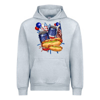 Heather Grey hotdog with beers billie wilder Urban Hoodie - texasbilliewilder