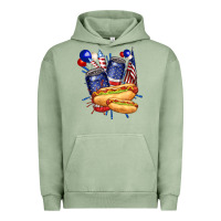 Pigment Oil Green hotdog with beers billie wilder Urban Hoodie - texasbilliewilder