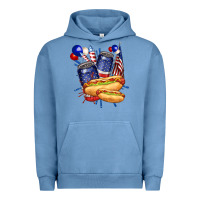 Pigment Pebble Blue hotdog with beers billie wilder Urban Hoodie - texasbilliewilder