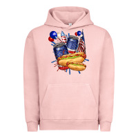 Pigment Salmon hotdog with beers billie wilder Urban Hoodie - texasbilliewilder