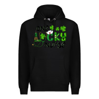 Black st. patrick's day one lucky nurse Premium Hoodie - RanaPortraitStore