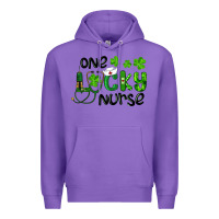 Purple st. patrick's day one lucky nurse Premium Hoodie - RanaPortraitStore
