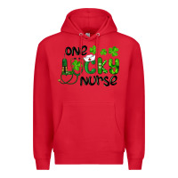 Red st. patrick's day one lucky nurse Premium Hoodie - RanaPortraitStore