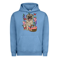 Pigment Pebble Blue easter pug Urban Hoodie - RanaPortraitStore