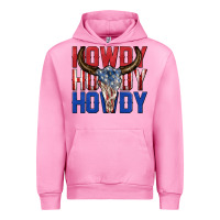 Fuchsia Pink howdy howdy howdy 4th of july bull skull billie wi Urban Hoodie - texasbilliewilder