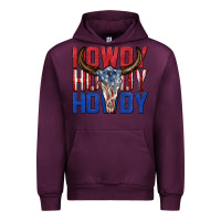 Mauve Wine howdy howdy howdy 4th of july bull skull billie wi Urban Hoodie - texasbilliewilder