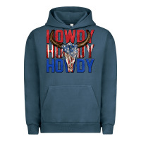 Pigment Midnight Navy howdy howdy howdy 4th of july bull skull billie wi Urban Hoodie - texasbilliewilder
