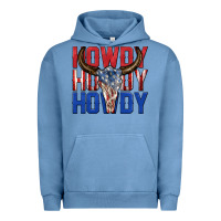 Pigment Pebble Blue howdy howdy howdy 4th of july bull skull billie wi Urban Hoodie - texasbilliewilder