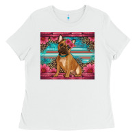 White french bulldog floral Ladies Tee - Artiststas