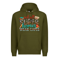Army Green not all superheroes wear capes with books Premium Hoodie - texasbilliewilder