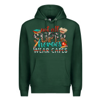 Sports Green not all superheroes wear capes with books Premium Hoodie - texasbilliewilder