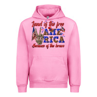 Fuchsia Pink land of the free america because of the brave Urban Hoodie - texasbilliewilder