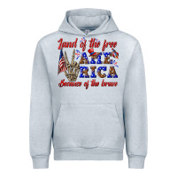 Heather Grey land of the free america because of the brave Urban Hoodie - texasbilliewilder