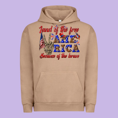 Urban Hoodie land of the free america because of the brave