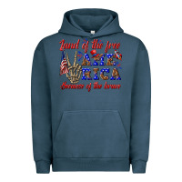Pigment Midnight Navy land of the free america because of the brave Urban Hoodie - texasbilliewilder