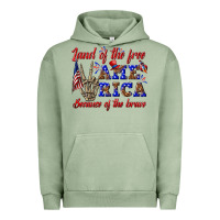 Pigment Oil Green land of the free america because of the brave Urban Hoodie - texasbilliewilder