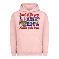 Pigment Salmon land of the free america because of the brave Urban Hoodie - texasbilliewilder