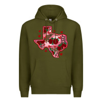 Army Green valentine' s day texas map with roses Premium Hoodie - RanaPortraitStore