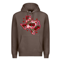 Coffee valentine' s day texas map with roses Premium Hoodie - RanaPortraitStore