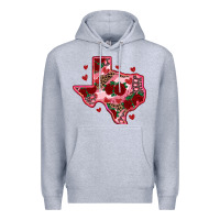 Heather Grey valentine' s day texas map with roses Premium Hoodie - RanaPortraitStore