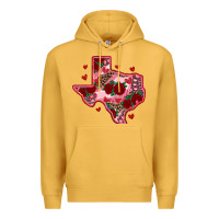 Mustard valentine' s day texas map with roses Premium Hoodie - RanaPortraitStore