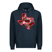 Navy valentine' s day texas map with roses Premium Hoodie - RanaPortraitStore
