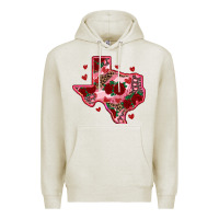 Oatmeal Heather valentine' s day texas map with roses Premium Hoodie - RanaPortraitStore