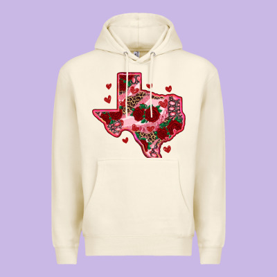 Valentine' S Day Texas Map With Roses Premium Hoodie Designed By Ranaportraitstore
