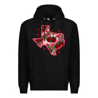 Black valentine' s day texas map with roses Premium Hoodie - RanaPortraitStore