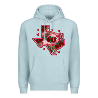 Blue Mist valentine' s day texas map with roses Premium Hoodie - RanaPortraitStore