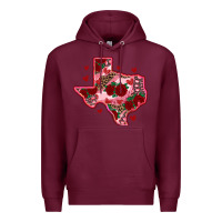 Burgundy valentine' s day texas map with roses Premium Hoodie - RanaPortraitStore