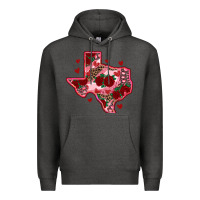 Charcoal Heather valentine' s day texas map with roses Premium Hoodie - RanaPortraitStore