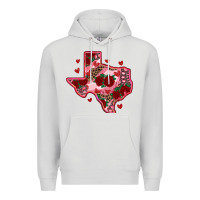 Dove Grey valentine' s day texas map with roses Premium Hoodie - RanaPortraitStore