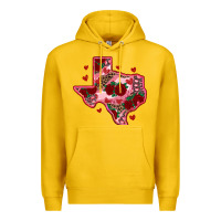 Lemon valentine' s day texas map with roses Premium Hoodie - RanaPortraitStore