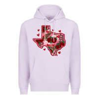 Lilac valentine' s day texas map with roses Premium Hoodie - RanaPortraitStore