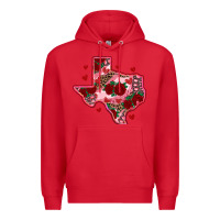 Red valentine' s day texas map with roses Premium Hoodie - RanaPortraitStore