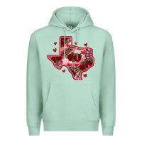 Seafoam valentine' s day texas map with roses Premium Hoodie - RanaPortraitStore