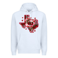 White valentine' s day texas map with roses Premium Hoodie - RanaPortraitStore